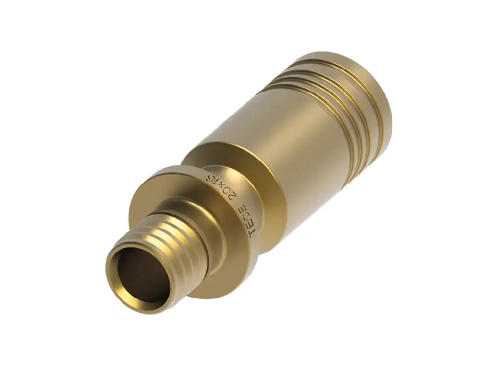 TECE Anschlussadapter aus Siliziumbronze mit Gewinde, konisch zulaufend, für die Verwendung in sanitärtechnischen Anwendungen.